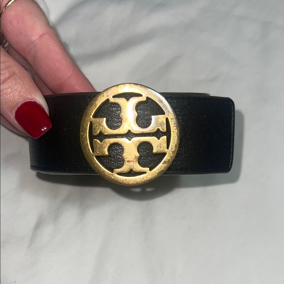 Tory Burch Accessories - Tory Burch Black Belt with Gold Emblem